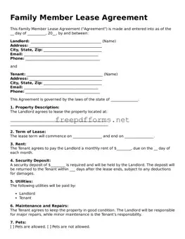 Family Member Lease Agreement Template