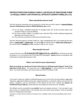 Fill a Valid Florida Financial Affidavit Short 12.902(b) Template