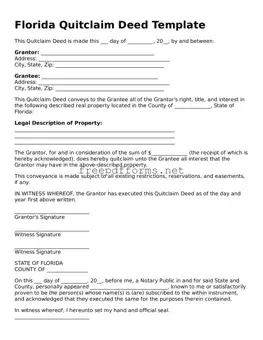 Free Quitclaim Deed Form for Florida State