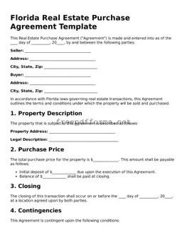 Free Real Estate Purchase Agreement Form for Florida State