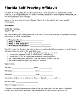 Free Self-Proving Affidavit Form for Florida State