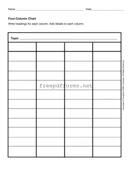 Fill a Valid Four Column Chart Template
