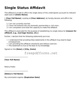 Single Status Affidavit Template