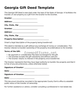 Free Gift Deed Form for Georgia State