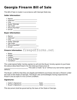 Free Firearm Bill of Sale Form for Georgia State
