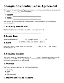Free Residential Lease Agreement Form for Georgia State