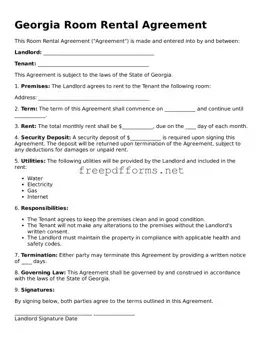 Free Room Rental Agreement Form for Georgia State