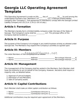 Free Operating Agreement Form for Georgia State