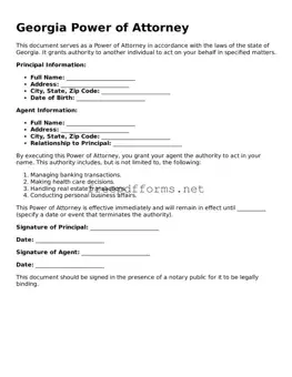 Free Power of Attorney Form for Georgia State