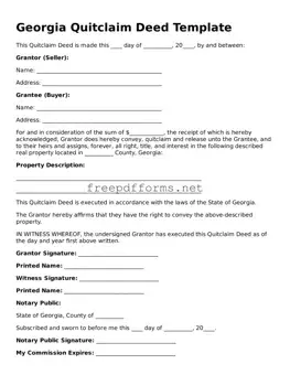 Free Quitclaim Deed Form for Georgia State