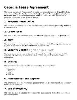 Free Lease Agreement Form for Georgia State