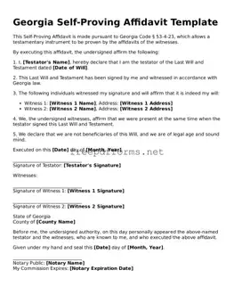 Free Self-Proving Affidavit Form for Georgia State