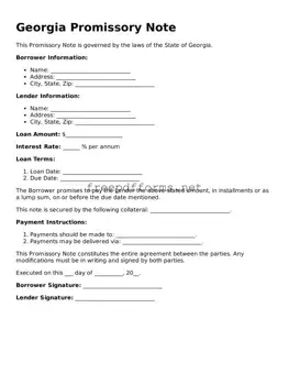Free Promissory Note Form for Georgia State
