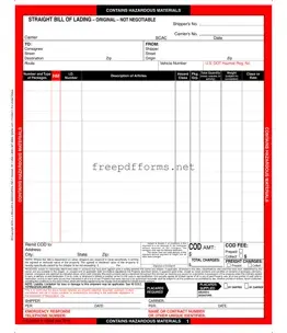 Fill a Valid Hazard Bill Of Ladden Template