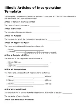 Free Articles of Incorporation Form for Illinois State