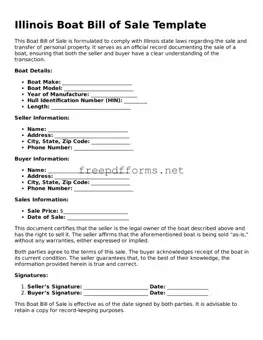 Free Boat Bill of Sale Form for Illinois State