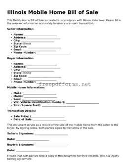 Free Mobile Home Bill of Sale Form for Illinois State