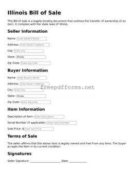 Free Bill of Sale Form for Illinois State