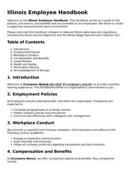 Free Employee Handbook Form for Illinois State