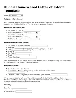 Free Homeschool Letter of Intent Form for Illinois State