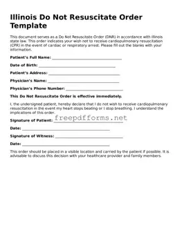 Free Do Not Resuscitate Order Form for Illinois State