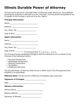 Free Durable Power of Attorney Form for Illinois State