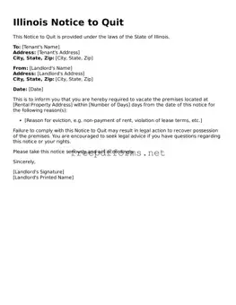 Free Notice to Quit Form for Illinois State