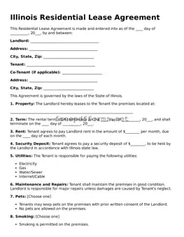 Free Residential Lease Agreement Form for Illinois State