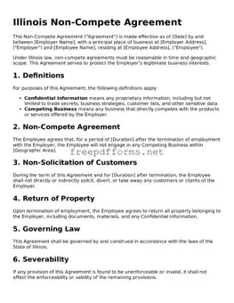 Free Non-compete Agreement Form for Illinois State