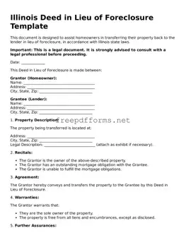 Free Deed in Lieu of Foreclosure Form for Illinois State