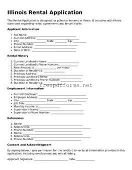 Free Rental Application Form for Illinois State