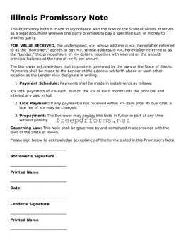 Free Promissory Note Form for Illinois State