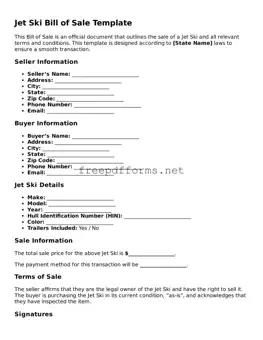 Jet Ski Bill of Sale Template
