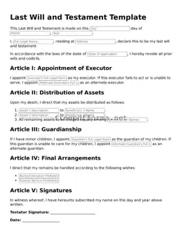 Last Will and Testament Template