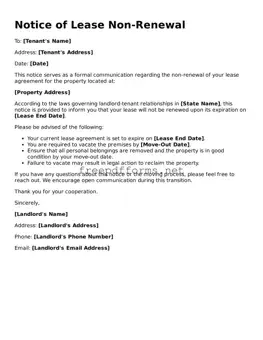 Notice of Lease Non-Renewal Template