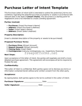 Purchase Letter of Intent Template