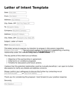 Letter of Intent Template