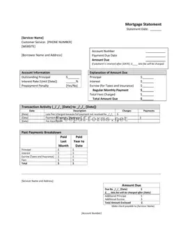 Fill a Valid Mortgage Statement Template