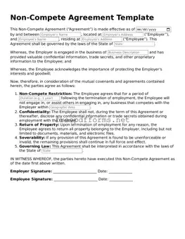 Non-compete Agreement Template