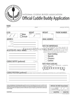 Fill a Valid Cuddle Buddy Application Template