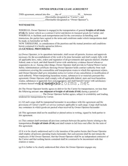 Fill a Valid Owner Operator Lease Agreement Template