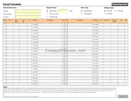 Fill a Valid Electrical Panel Schedule Template