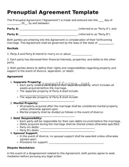 Prenuptial Agreement Template