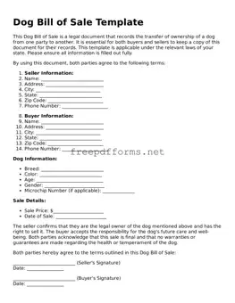 Dog Bill of Sale Template