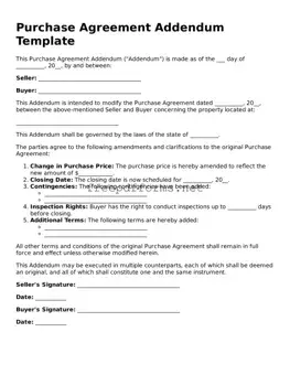 Purchase Agreement Addendum Template