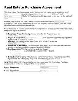 Real Estate Purchase Agreement Template