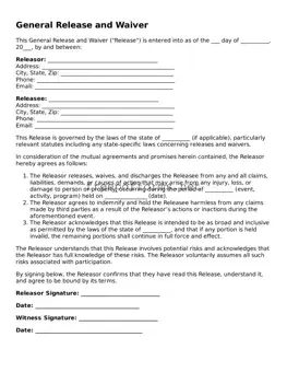General Release and Waiver Template