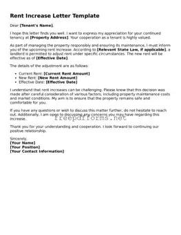 Rent Increase Letter Template