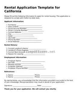 Rental Application Template