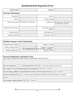 Fill a Valid Roof Inspection Template